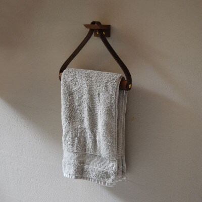 本革タオルホルダー ウォールナット ブラウン 国産レザー Teha’amana
