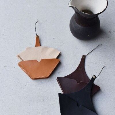 本革コーヒーペーパーホルダー ダークブラウン 国産レザー Teha’amana