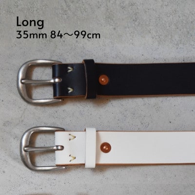 本革ベルト 幅35mm ロングサイズ84～99cm ブラック 職人ハンドメイドのレザーベルト