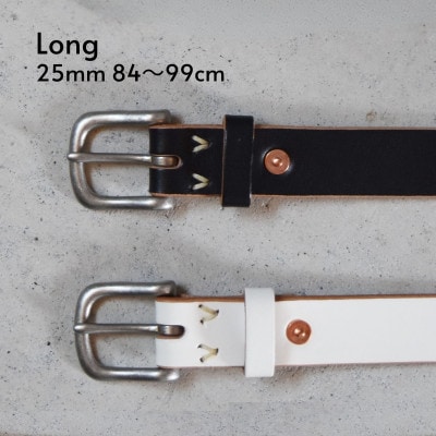 本革ベルト 幅25mm ロングサイズ84～99cm ホワイト 職人ハンドメイドのレザーベルト