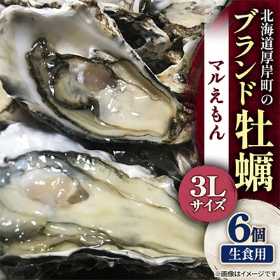 北海道厚岸町のブランド牡蠣「マルえもん」3Lサイズ6個(生食用)