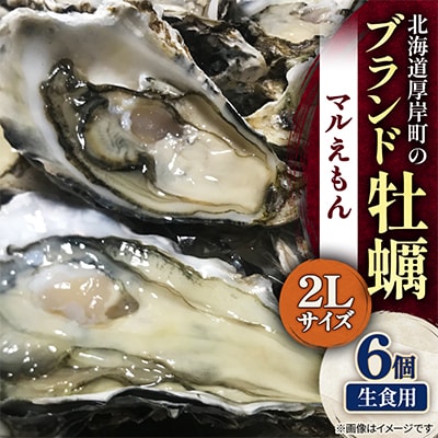 北海道厚岸町のブランド牡蠣「マルえもん」2Lサイズ6個(生食用)