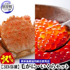 【3D冷凍】「訳あり毛がに 1尾」と「いくら 80g」セット