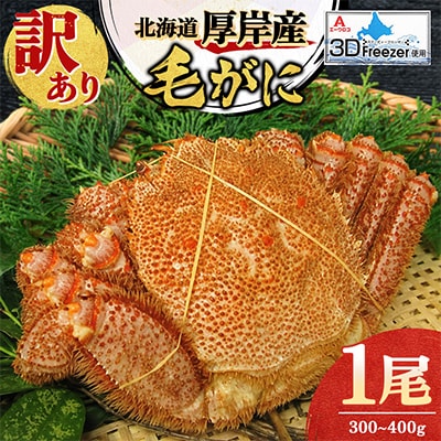 【訳あり】3D冷凍毛がに300～400g×1尾