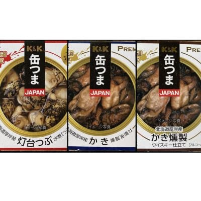 厚岸ブレンデッドウイスキー「小雪」とウイスキーにあう「缶つま」3種(厚岸産カキ・つぶ使用)セット