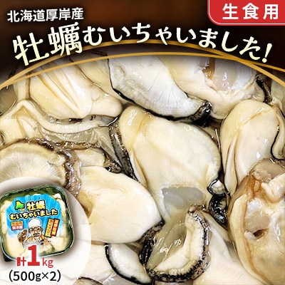 計1kgのむき牡蠣! 北海道厚岸産 牡蠣むいちゃいました!(生食用) 500g×2パック