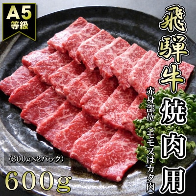 A5等級飛騨牛赤身肉焼き肉用600g　モモ又はカタ肉