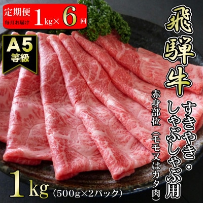 【毎月定期便】【A5等級】飛騨牛赤身肉スライス1kg(モモ又はカタ肉)全6回