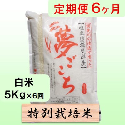 【毎月定期便】6ヶ月【令和7年産】特別栽培米5kg【白米】(夢ごこち)全6回