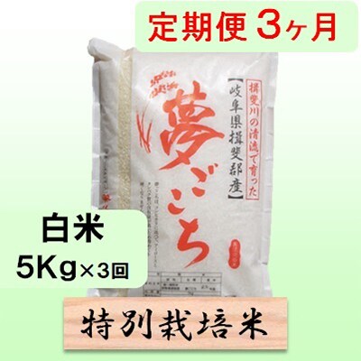 【毎月定期便】3ヶ月【令和6年産】特別栽培米5kg【白米】(夢ごこち)全3回