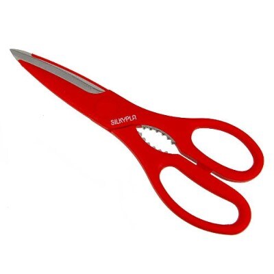 SILKY キッチンプラ　赤 (抗菌プラチックで衛生的・ギザ刃・キッチン鋏)