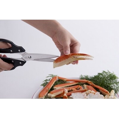 【ロングブレード キッチン鋏】　お肉もスパッ!ギザ刃付きですべらない　切れ味抜群 