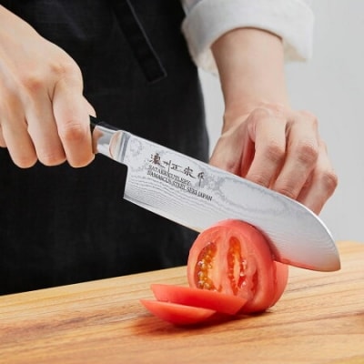 【濃州正宗作】 ダマスカス包丁2点セット(三徳・ペティナイフ)