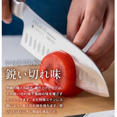 プレミオオールステンレス包丁3点セット(三徳、ペティ、研ぎ器) H10-39