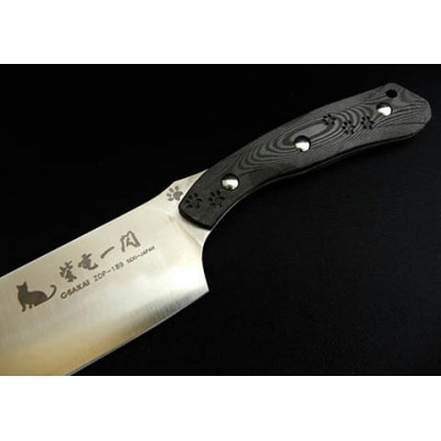 紫電一閃 ZDP-189 カーボン柄 三徳包丁 ネコver