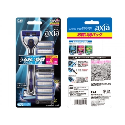【貝印】5枚刃カミソリ axia お買い得パック(替刃9個付き)肌に優しいカミソリ 