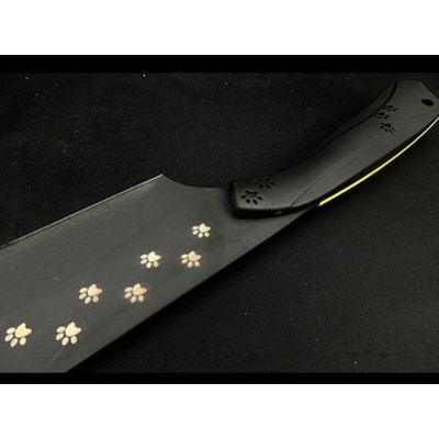 ニャイフキッチン【ブラックブレード】菜切り包丁 ブラック/イエロー メインクーンver H60-12