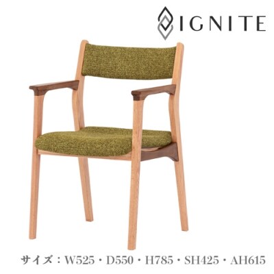 IGNITE ダイニングチェア(肘付)【オーク&ウォルナット材】JIG-DCX191A PNO+W