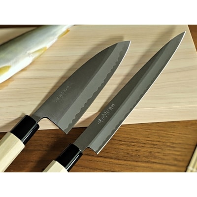 【濃州正宗作】鋼和包丁2本セット (出刃+刺身) (専用砥石+研ぎ方DVD付)【飛騨美濃すぐれもの】