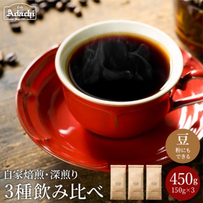 カフェ・アダチ リッチな深煎りコーヒー詰め合わせ 150g&times;3種S10-27