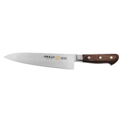 牛刀包丁180mm 伊勢屋治平 モリブデン鋼 口金付 マホガニーパッカー柄 (B-3)
