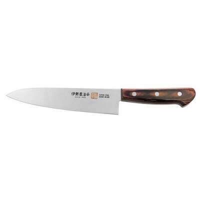 牛刀包丁180mm 伊勢屋治平 モリブデン鋼 マホガニーパッカー柄 (E-3)
