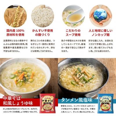 お湯を注ぐだけ!ミニノンカップ麺らーめんセット20食(醤油・塩×各10食)