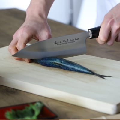 左利き用　【濃州正宗作　ステンレス和包丁　出刃包丁180mm】H8-109