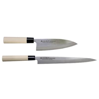 【濃州正宗作】ステンレス和包丁2本セット 出刃180mm&刺身270mm 右利き用