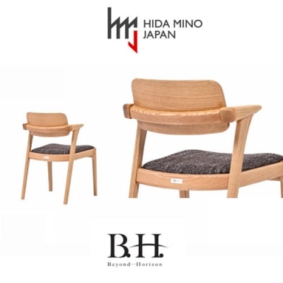 B.H. ダイニングチェア ショートアーム オーク材 イス 椅子