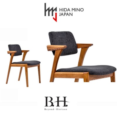 B.H. ダイニングチェア ショートアーム オーク材 イス 椅子