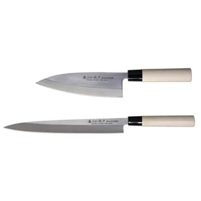 左利き用【濃州正宗作】ステンレス和包丁2本セット (出刃180mm&刺身270mm)