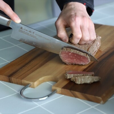 H22-28 【濃州正宗作　オールステンレスダマスカス牛刀210mm】