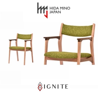 IGNITE ダイニングチェア(肘付)【オーク+ウォルナット材】JIG-DCX206A PNO+W