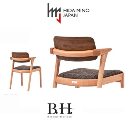 B.H.ダイニングチェア(ショートアーム)【オーク+ウォルナット材】JBH-DCX208A