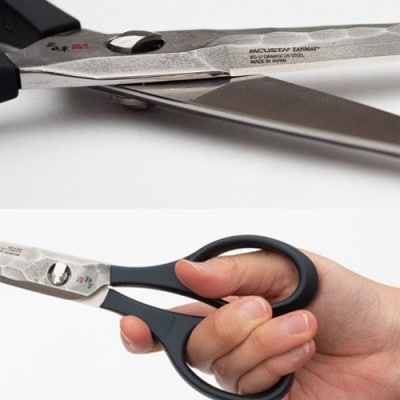 H54-08 三昧 タクティカルシザー 携帯レザーケース付き(ダマスカス鋼 キッチンはさみ)