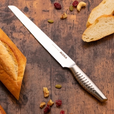 MOKA パン切りナイフ オールステンレス ～軽くてにぎりやすい 包丁 ハンドル 女性