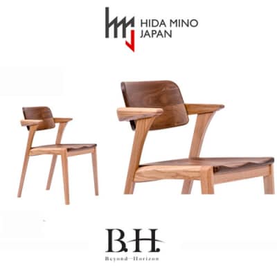 B.H.ダイニングチェア(ショートアーム)【オーク材+ウォルナット材】JBH-DCX201A