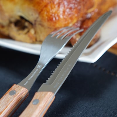 木柄ステーキナイフ&フォーク8本セット (ナイフ×4、フォーク×4)キッチン用品 食洗機不可
