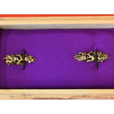 【12月31日までこの金額!】H12-29 目貫(真鍮古美) 刀装具 濃州堂