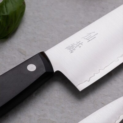 H20-83 モザイクピン付き三徳包丁+ペティセット(EN-01/02) ～切れ味の良い3層鋼ステン