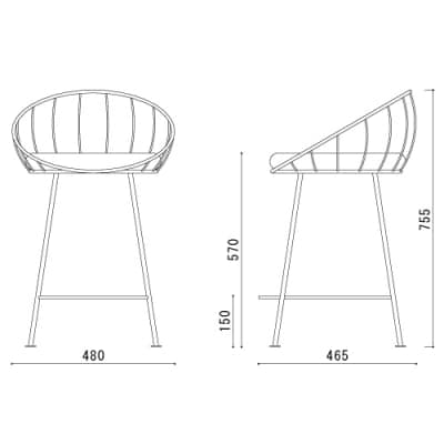 D147-01 Hoopカウンターチェア SH570mm (鉄製家具/椅子)