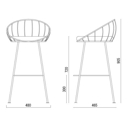 D154-01 Hoopカウンターチェア SH720mm (鉄製家具/椅子)