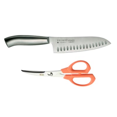  H8-141 プレミオオールステンレス (三徳包丁+ミニカーブハサミ) 2点セット