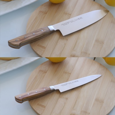 H15-75 オリーブハンドル 三徳包丁・ペティナイフセット ～木目がおしゃれなナチュラルデザイン～