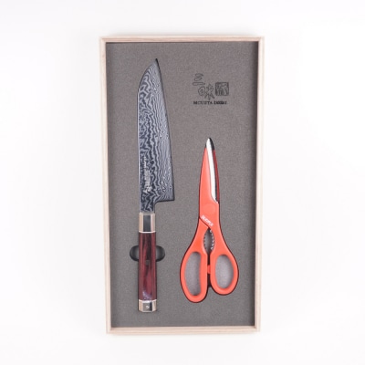 三昧 アルティメット 荒波 三徳180mm&SILKY キッチンプラ　赤