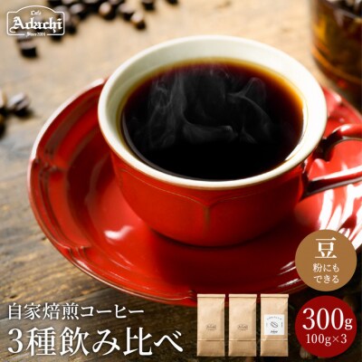 カフェ・アダチ　人気のアダチブレンドとメキシコ・ペルー詰め合わせセット(100g×3種)S8-16 