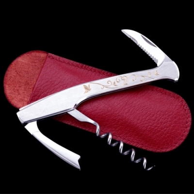 ソムリエナイフ【レイジバッファロー・手彫】(牛革製ケース付き) 