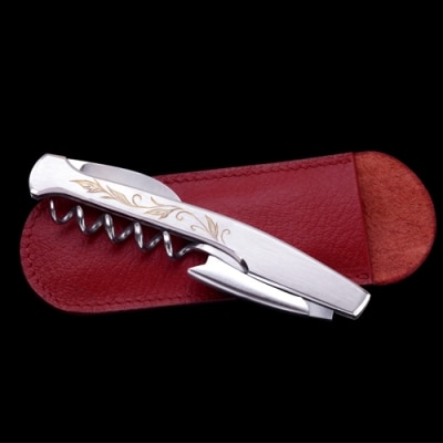 ソムリエナイフ【レイジバッファロー・手彫】(牛革製ケース付き) 