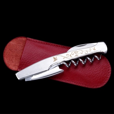 ソムリエナイフ【レイジバッファロー・手彫】(牛革製ケース付き) 